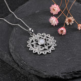 925 Silver Ethnic Pendant Necklace Natural Charoite Moonstone Chain Leaf Jewelry