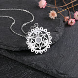 925 Silver Ethnic Pendant Necklace Natural Charoite Moonstone Chain Leaf Jewelry