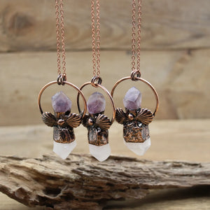 Amethyst Crystal Point Necklace Retro Boho Jewelry Gifts