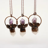 Amethyst Crystal Point Necklace Retro Boho Jewelry Gifts