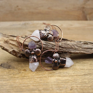 Amethyst Crystal Point Necklace Retro Boho Jewelry Gifts