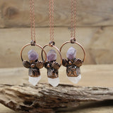 Amethyst Crystal Point Necklace Retro Boho Jewelry Gifts