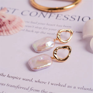 Baroque Pearl Earrings 925 Vintage Studs 14K Filled