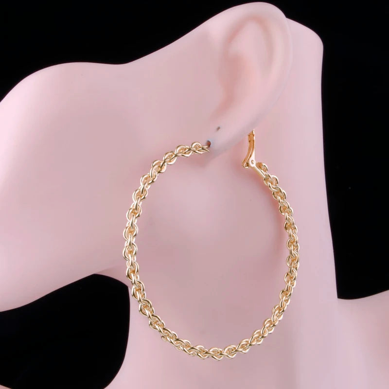Large Round Hoop Earring Chain Shape Gift Party Jewelry E0106