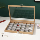 Large Pear Wood Jewelry Box Ring Display Holder Earrings Necklace Storage