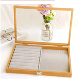 Large Pear Wood Jewelry Box Ring Display Holder Earrings Necklace Storage
