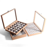 Large Pear Wood Jewelry Box Ring Display Holder Earrings Necklace Storage