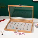 Large Pear Wood Jewelry Box Ring Display Holder Earrings Necklace Storage