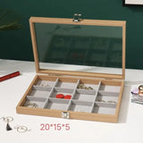 Large Pear Wood Jewelry Box Ring Display Holder Earrings Necklace Storage