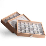 Large Pear Wood Jewelry Box Ring Display Holder Earrings Necklace Storage