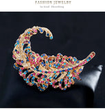 Colorful Crystal Feather Bejeweled Brooch for Women Coat Pin