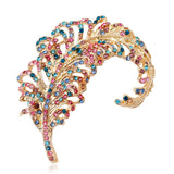Colorful Crystal Feather Bejeweled Brooch for Women Coat Pin