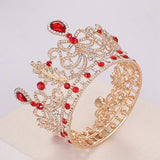 Crystal Crown Red Stone Heavy Wedding Tiara