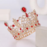 Crystal Crown Red Stone Heavy Wedding Tiara