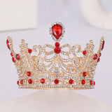 Crystal Crown Red Stone Heavy Wedding Tiara
