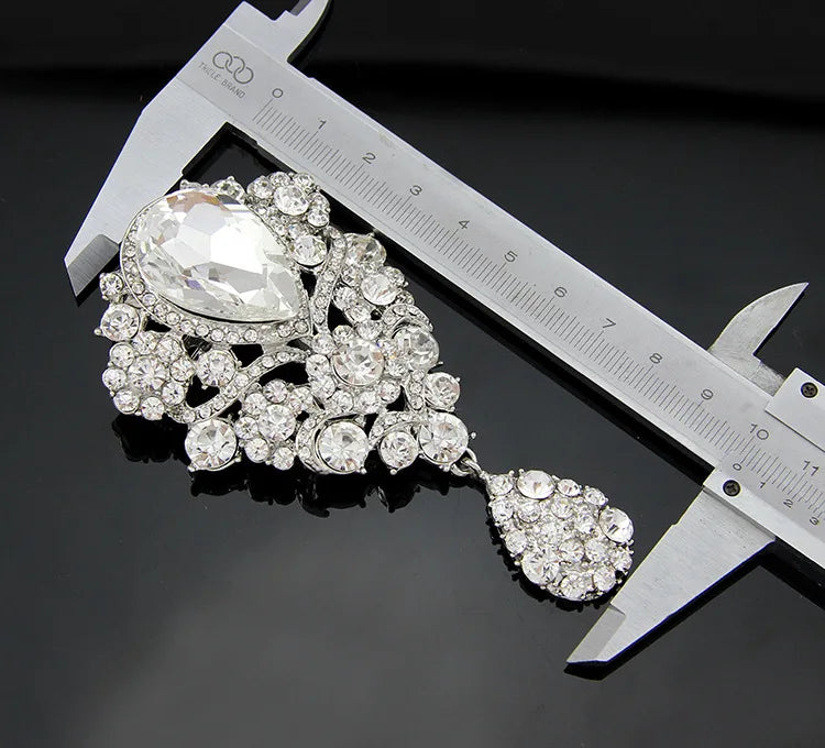 Water-drop Crystal Rhinestone Brooch Pin Vintage Wedding Banquet DIY