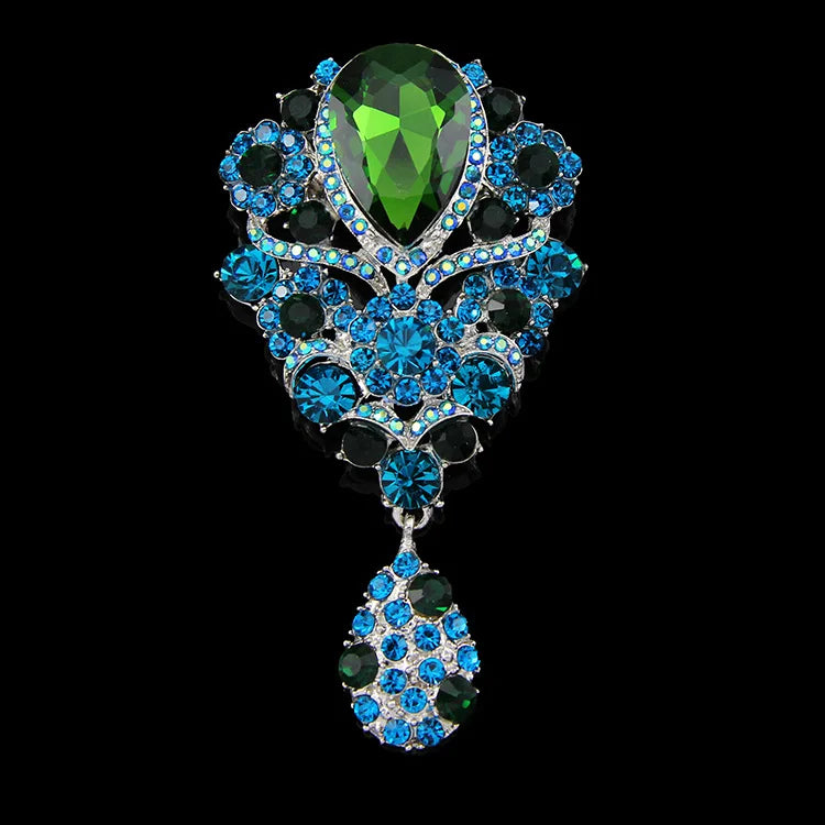 Water-drop Crystal Rhinestone Brooch Pin Vintage Wedding Banquet DIY