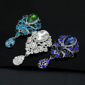 Water-drop Crystal Rhinestone Brooch Pin Vintage Wedding Banquet DIY