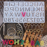 Large English Letters Silicone Mould Set with Claw Bit Screw Button