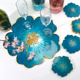 Large Flower Glass Tray Silicone Mold Coaster Set Dish Resin Shape Craft Jewelry