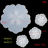 Large Flower Glass Tray Silicone Mold Coaster Set Dish Resin Shape Craft Jewelry