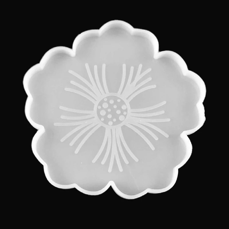 Large Flower Resin Coaster Molds - Silicone Tray for DIY Geode Platter