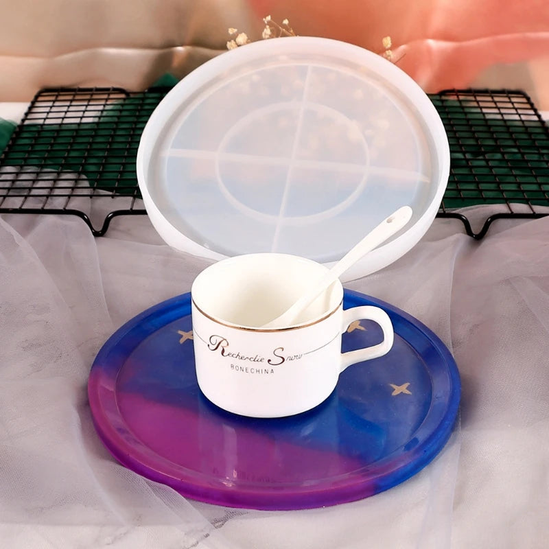Large Flower Resin Coaster Molds Silicone Tray DIY Geode Platter Epoxy Crafts