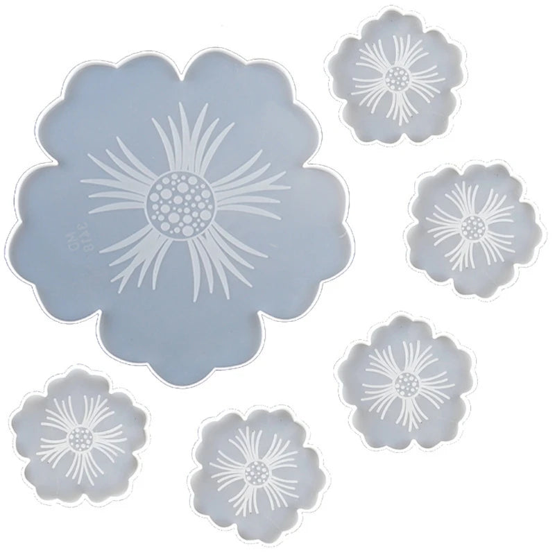 Flower Shape Resin Coaster Molds Fruit Cup Silicone Tray Mold