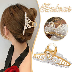 Metal Hair Claw Clip with Beaded Butterfly Decor