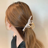 Metal Hair Claw Clip with Beaded Butterfly Decor