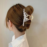 Metal Hair Claw Clip with Beaded Butterfly Decor