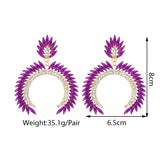 Large Rhinestone Earrings Semicircle Jewelry Christmas Wedding Accessories