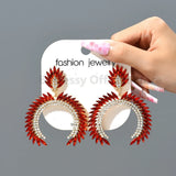 Large Rhinestone Earrings Semicircle Jewelry Christmas Wedding Accessories