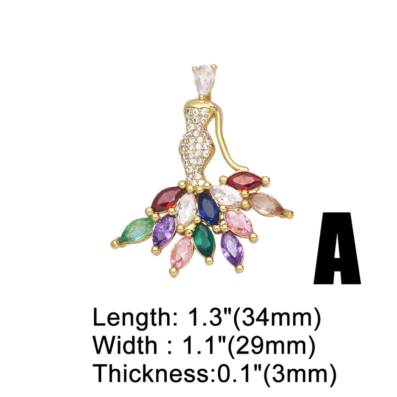 Large Heart Dream Catcher Pendant Plated Copper Zirconia Necklace DIY