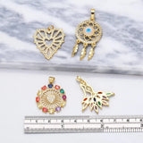 Large Heart Dream Catcher Pendant Plated Copper Zirconia Necklace DIY