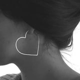 Large Heart Hoop Earrings Womens Charm Big Earrings Stainless Steel