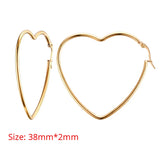 Large Heart Hoop Earrings Womens Charm Big Earrings Stainless Steel