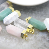 Hexagon Points Pendants, Natural Crystal Charms for Women Jewelry Making