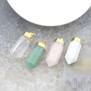 Hexagon Points Pendants, Natural Crystal Charms for Women Jewelry Making