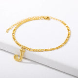 Large Initial Letter Anklets For Women Stainless Steel Foot Bracelet