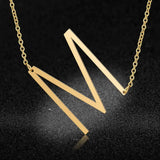 Large Initial Necklaces Stainless Steel Big Letter A-Z Monogram Collares