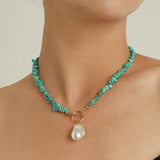 Large Irregular Pearl OT Buckle Stone Necklace For Women