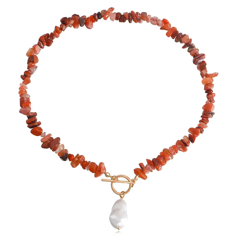 Large Irregular Pearl OT Buckle Stone Necklace For Women