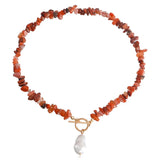 Large Irregular Pearl OT Buckle Stone Necklace For Women