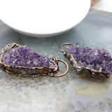 Irregular Amethyst Geode Antique Brass Pendant Necklace