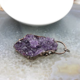 Irregular Amethyst Geode Antique Brass Pendant Necklace