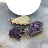 Irregular Amethyst Geode Antique Brass Pendant Necklace