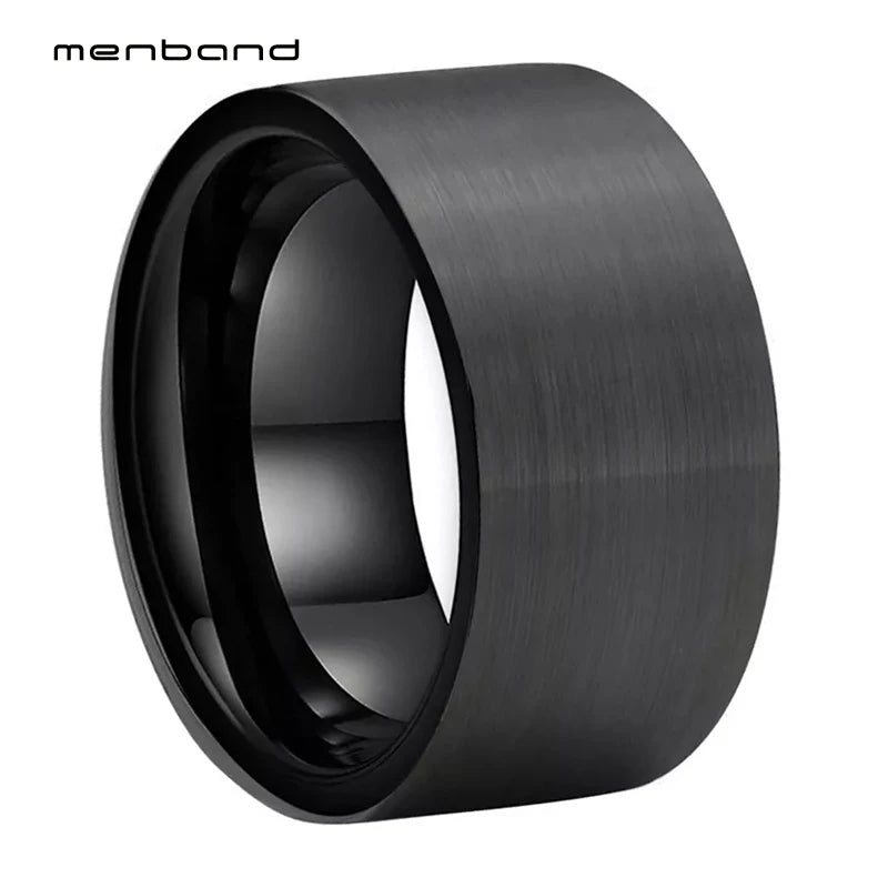 Tungsten Wedding Ring Flat Band Brushed Finish 12MM Comfort Fit