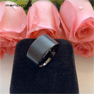 Tungsten Wedding Ring Flat Band Brushed Finish 12MM Comfort Fit