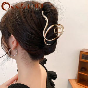 Punk Style Silver Hair Claws - Large Metal Hair Clip